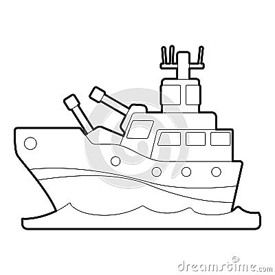 Battleship icon, outline style Vector Illustration