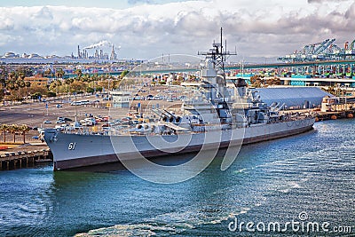 Battleship USS Iowa Port of Los Angeles Editorial Stock Photo