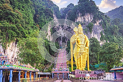 Batu Caves statue and entrance near Kuala Lumpur, Malaysia Stock Photo