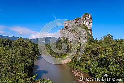 Batu Melintang - rock outcrop along East West (Gerik Jeli) highway Stock Photo