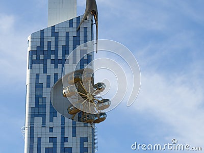 Batumi architecture. Carousel on a high-rise building. Ferris wheel built into the house. Unusual architecture. Urban landscape Editorial Stock Photo