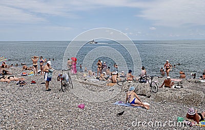 Batumi Beach on the Black Sea in Georgia Editorial Stock Photo
