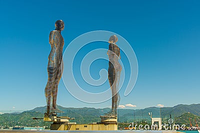 BATUMI, GEORGIA: Ali and Nino statue in Batumi Editorial Stock Photo