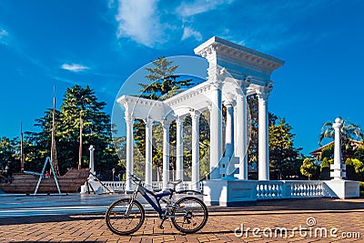 Batumi, Georgia - July 10, 2019. A lone bicycle on a boulevard near the colonnade Editorial Stock Photo