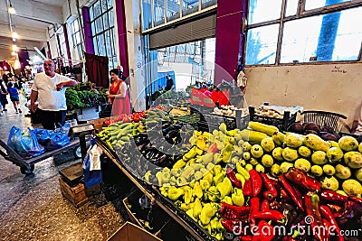 BATUMI, GEORGIA - JULY 01, 2023: Sale of vegetables and other local products at the central market in Batumi Editorial Stock Photo