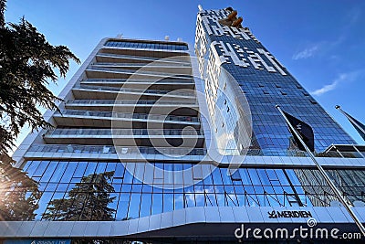 BATUMI, GEORGIA - JUNE 25, 2023: View of a Batumi tower and Le Meridien hotel in the center of Batumi, a famous Georgian resort on Editorial Stock Photo