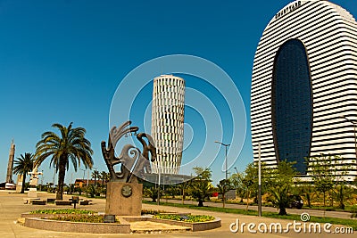 BATUMI, GEORGIA: Office of Justice and Courtyard Marriott Batumi Hotel. Editorial Stock Photo