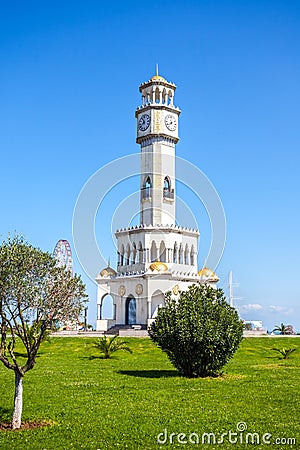 Batumi lighthouse on the Batumi Seafront Promenade in the sunny Stock Photo