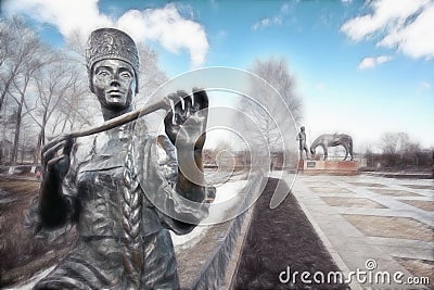Batyushkov monument in Vologda, a traditional Russian, Slavic mo Stock Photo