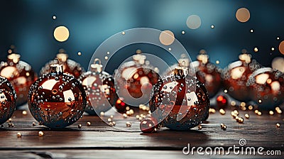Christmas Background with Ornaments, Baubles, Globes AI Generated Illustration Stock Photo