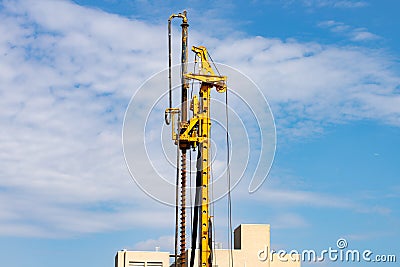 BAUER BG 36 rotary drilling rigs construction construction of bored piles for the building foundation Stock Photo