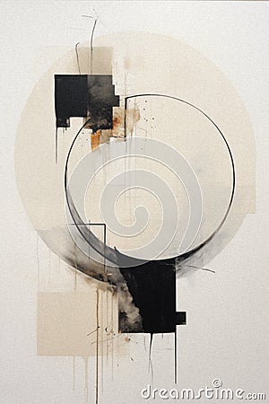 Bauhaus Inspired Abstract Geometric Poster, Eclectic Minimalist Art Stock Photo