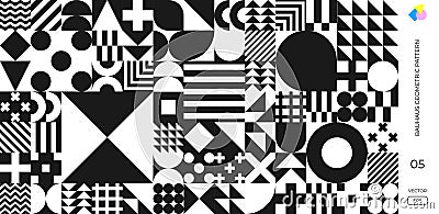 Bauhaus Swiss minimal pattern background, vector abstract geometric poster. Memphis or Bauhaus monochrome background with Vector Illustration