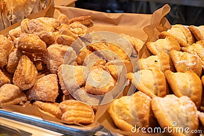 Baursak - traditional Kazakh Asia food national bread in plate Stock Photo