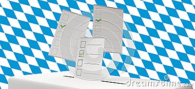 Bavaria flag background with vote box 3d rendering Stock Photo