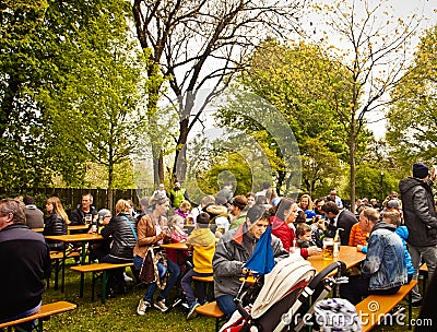 Bavaria, open air beer garden Editorial Stock Photo