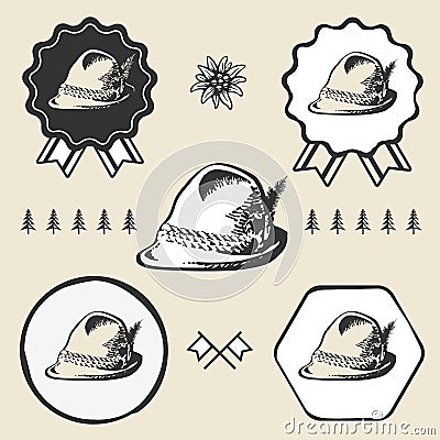 Bavarian alpine oktoberfest vintage tyrolean style Vector Illustration