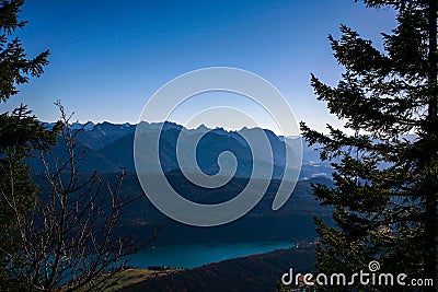 View of the lake in the Bavarian Alps Stock Photo
