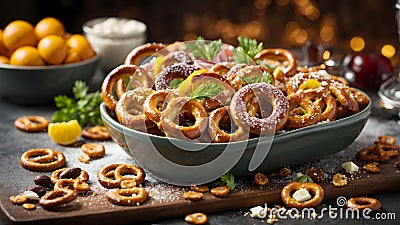 Bavarian Bliss: Indulge in the Authentic Crunch of Classic German Pretzels Stock Photo