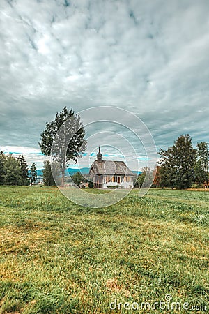 Bavarian chapel stands in front of a beautiful background Stock Photo