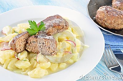 Bavarian delicate fried meatballs Stock Photo