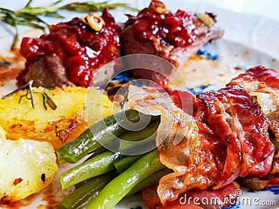 Bavarian Franconian roasted lamb Stock Photo