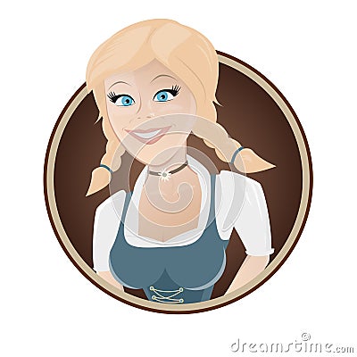 Bavarian girl in a badge Vector Illustration