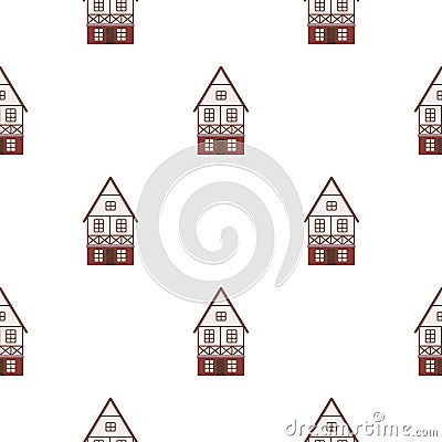 Bavarian house icon in cartoon style isolated on white background. Oktoberfest pattern stock vector illustration. Vector Illustration