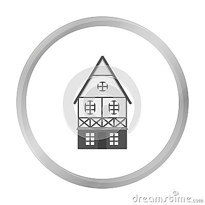 Bavarian house icon in monochrome style isolated on white background. Oktoberfest symbol stock vector illustration. Vector Illustration