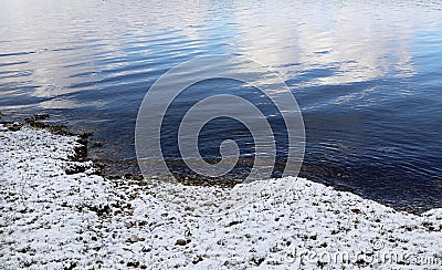 Bavarian lake shore in winter Stock Photo