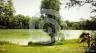 Bavarian lake in summer Editorial Stock Photo