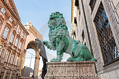 Bavarian lion at odeonsplatz,munich Stock Photo