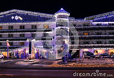 Bavarian Lodge in Christmas decorations Editorial Stock Photo