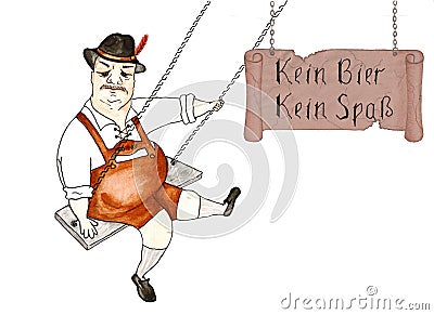 Bavarian in national costume. Oktoberfest Cartoon Illustration