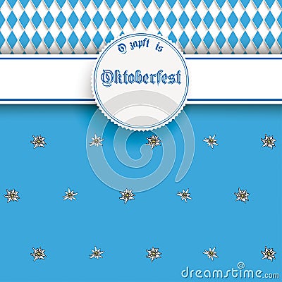 Bavarian Oktoberfest Flyer Banner Emblem Edelweiss Vector Illustration