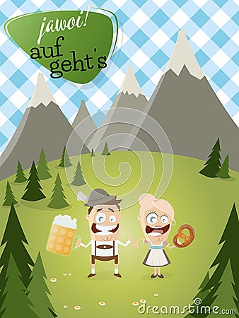 Bavarian people background Vector Illustration