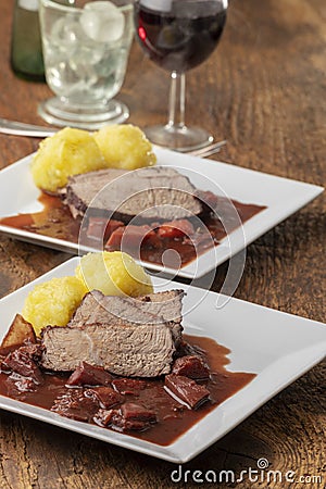 Bavarian roasted beef Stock Photo