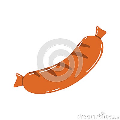 Bavarian sausage. Vector illustration. German snack. Sausage for beer. Vector Illustration