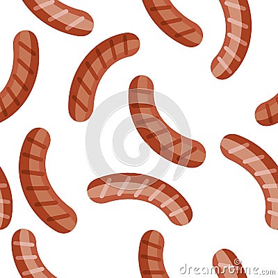 Bavarian Sausages . Smoked Sandwich Meat Vector Illustration