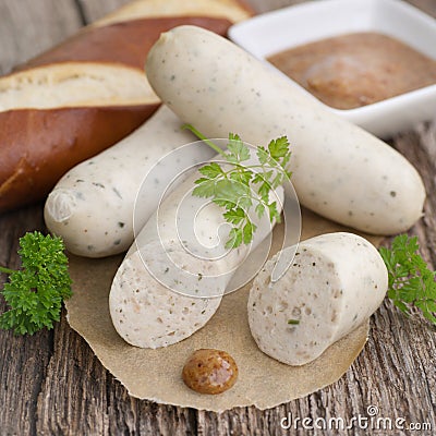 Bavarian veal sausage Stock Photo