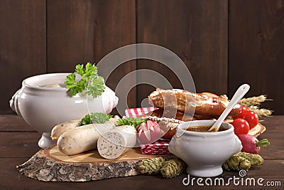 Bavarian veal sausage breakfast Stock Photo