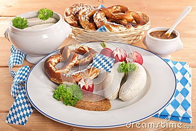 Bavarian veal sausage breakfast Stock Photo