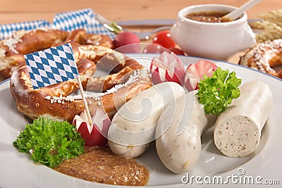 Bavarian veal sausage breakfast Stock Photo