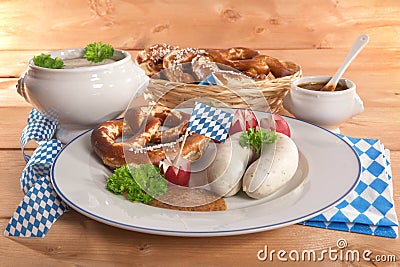 Bavarian veal sausage breakfast Stock Photo