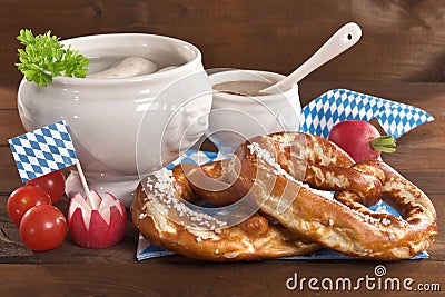 Bavarian veal sausage breakfast Stock Photo