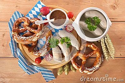 Bavarian veal sausage breakfast Stock Photo