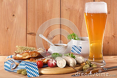 Bavarian veal sausage breakfast Stock Photo