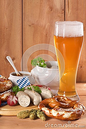 Bavarian veal sausage breakfast Stock Photo