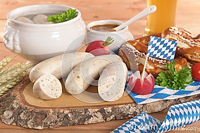 Bavarian veal sausage breakfast Stock Photo