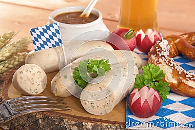 Bavarian veal sausage breakfast Stock Photo